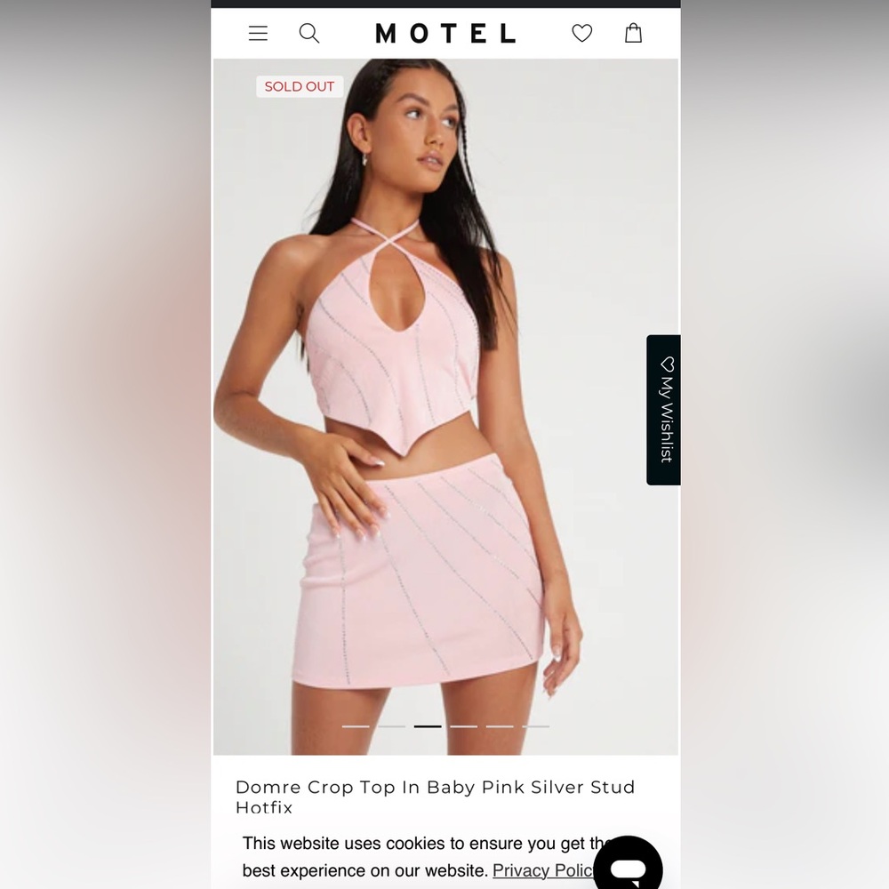 Motelrocks Baby Pink Diamanté set